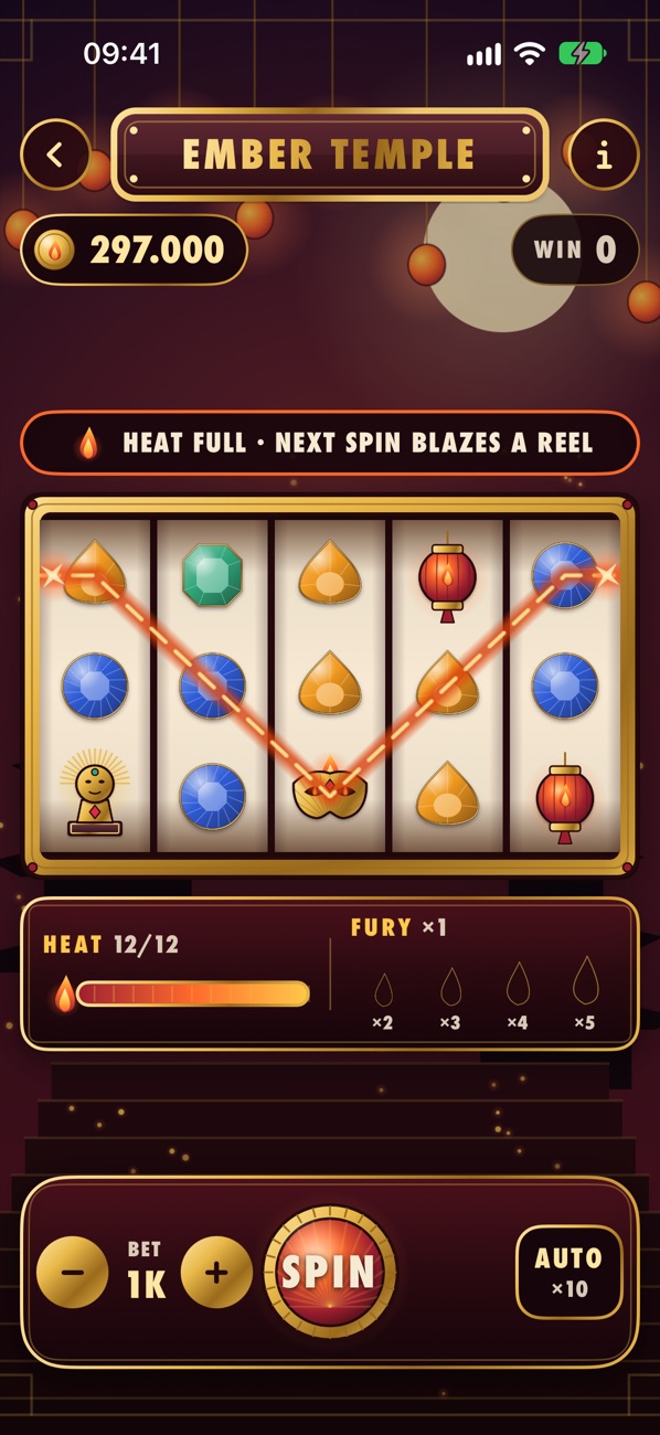 Ember Temple with the Heat gauge full and the Emberline glowing